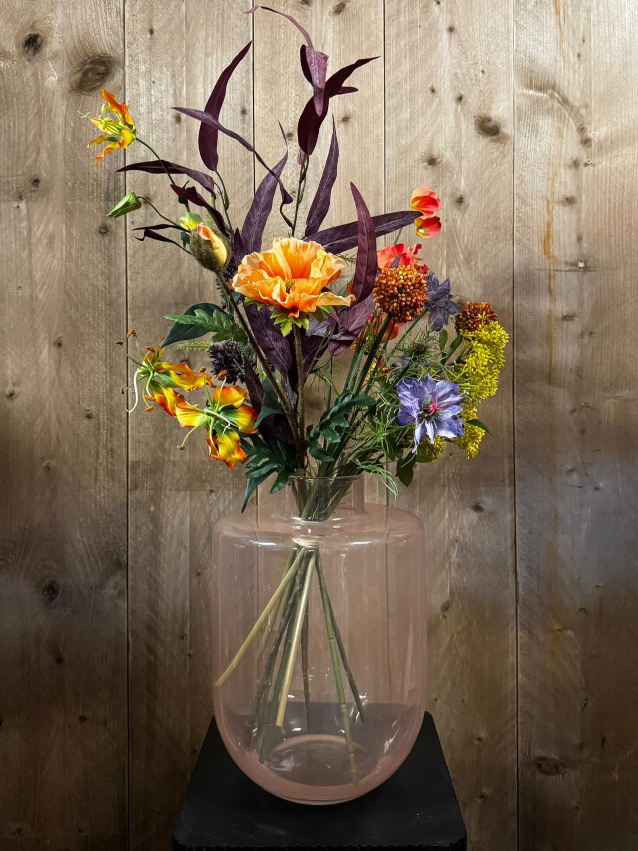 Boeket kunstbloemen - Oranje/paars - Boeket B