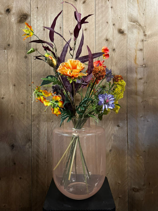 Boeket kunstbloemen - Oranje/paars - Boeket B